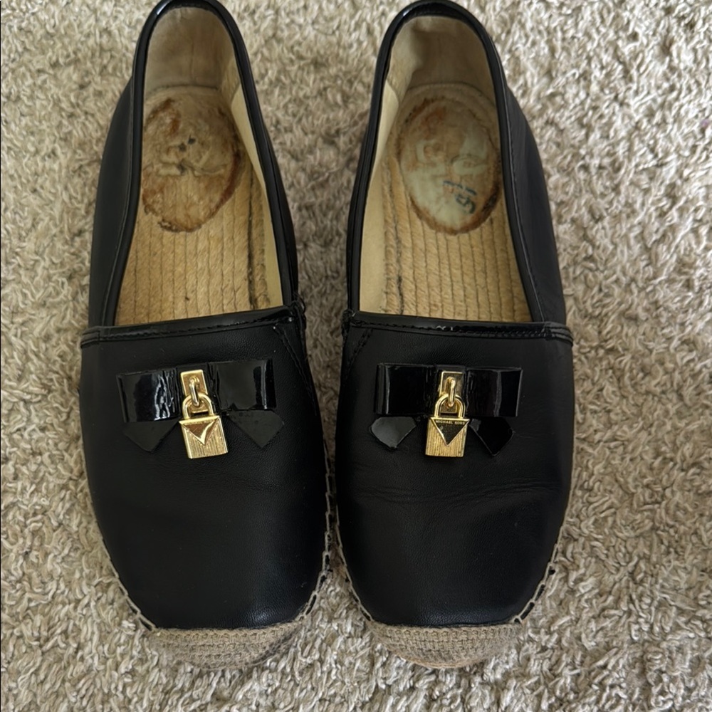 Elegant Black Loafers with Gold Accent